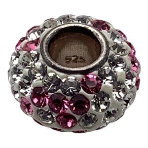 Pink Ribbon Charm With Crystals European Style 925 Sterling Silver For Bracelets